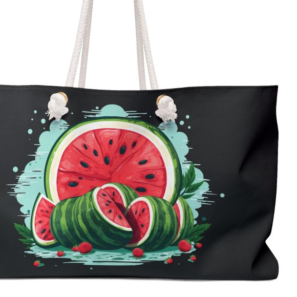 Watermelon Oversized Tote Bag Palestinian Flag Colors Support Black Tote Bag - Picture 1 of 5